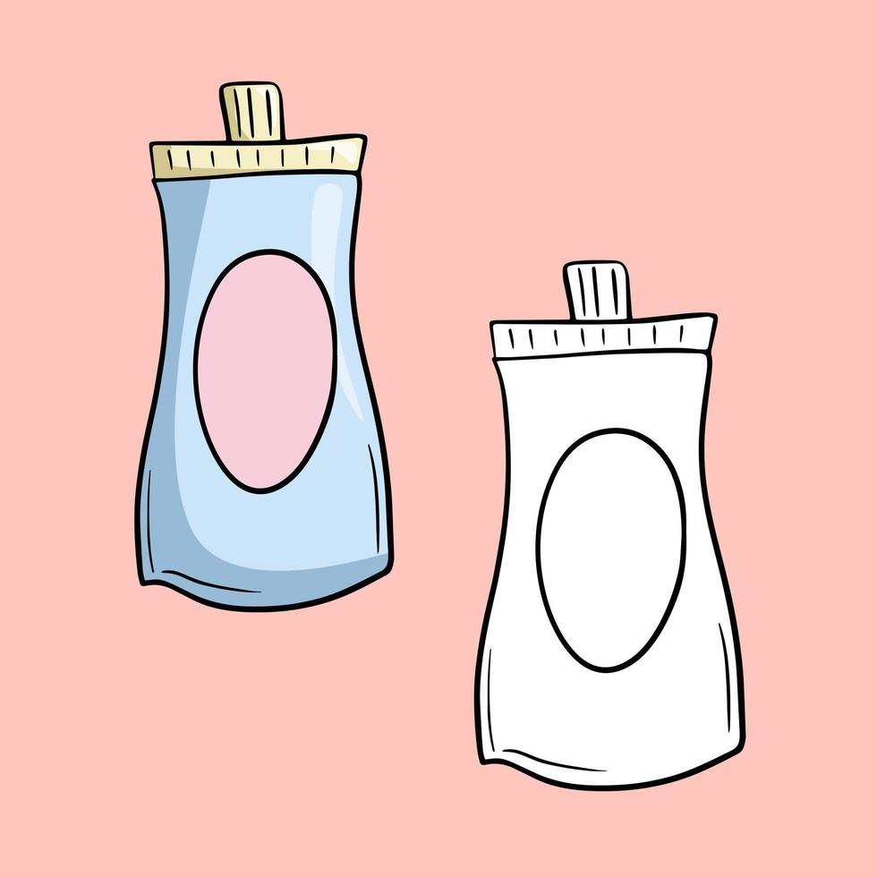 A set of illustrations, soft plastic packaging with yogurt, smoothies, copy space, cartoon-style vector on a colored background