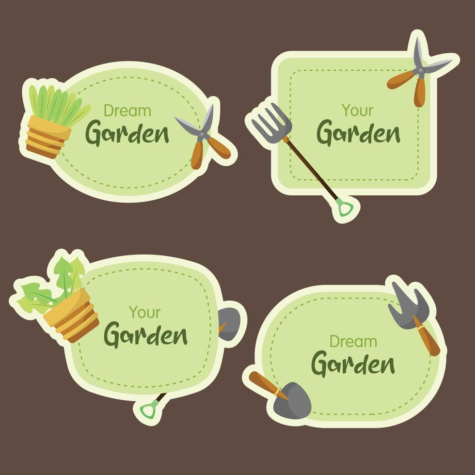 diseño de plantilla de etiqueta de jardinería dibujada a mano vector