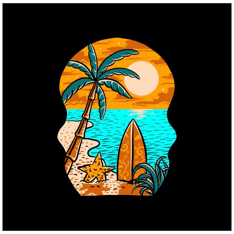 Surfing great vibes Sea Beach t shirt design vector illustration.