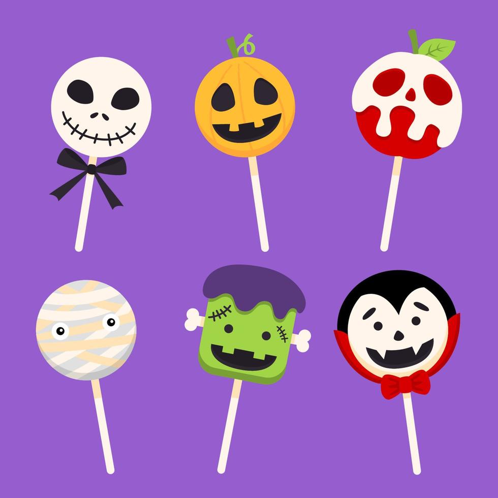 Hand drawn halloween candy elements collection. vector