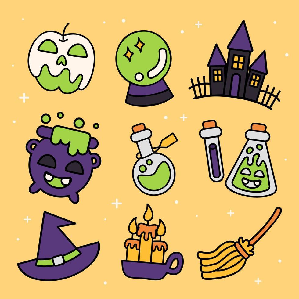 colección de elementos de halloween dibujados a mano. vector