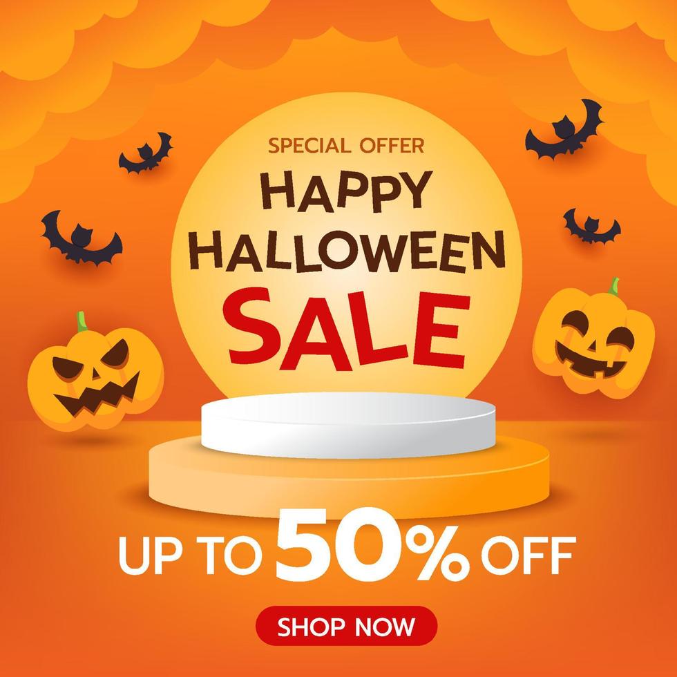 Happy Halloween sale promotion poster or banner. vector