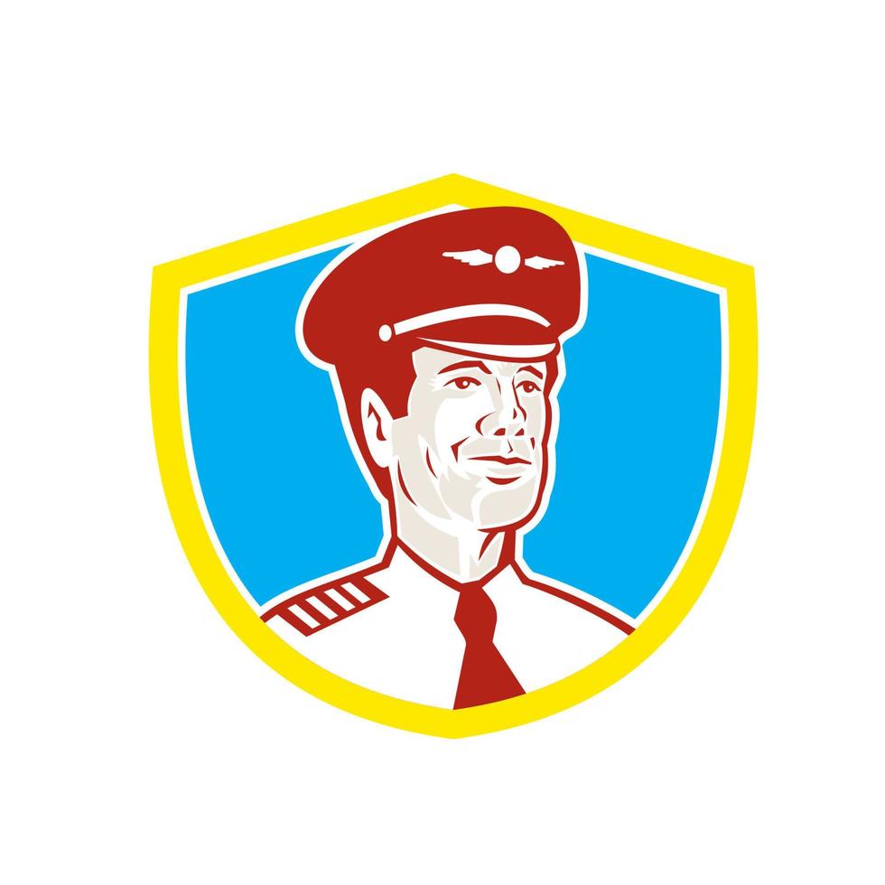 Aircraft Pilot Aviator Shield Retro vector