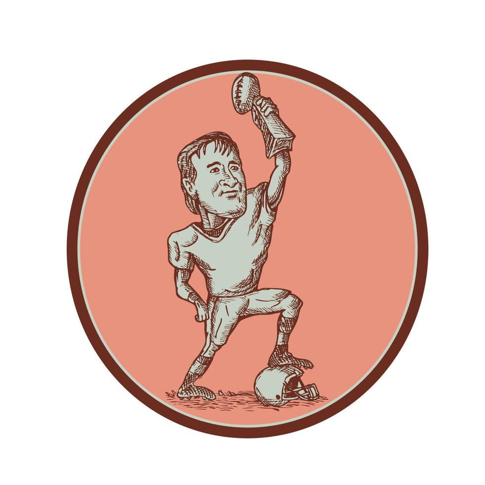 American Football Player Champion Trophy Drawing vector