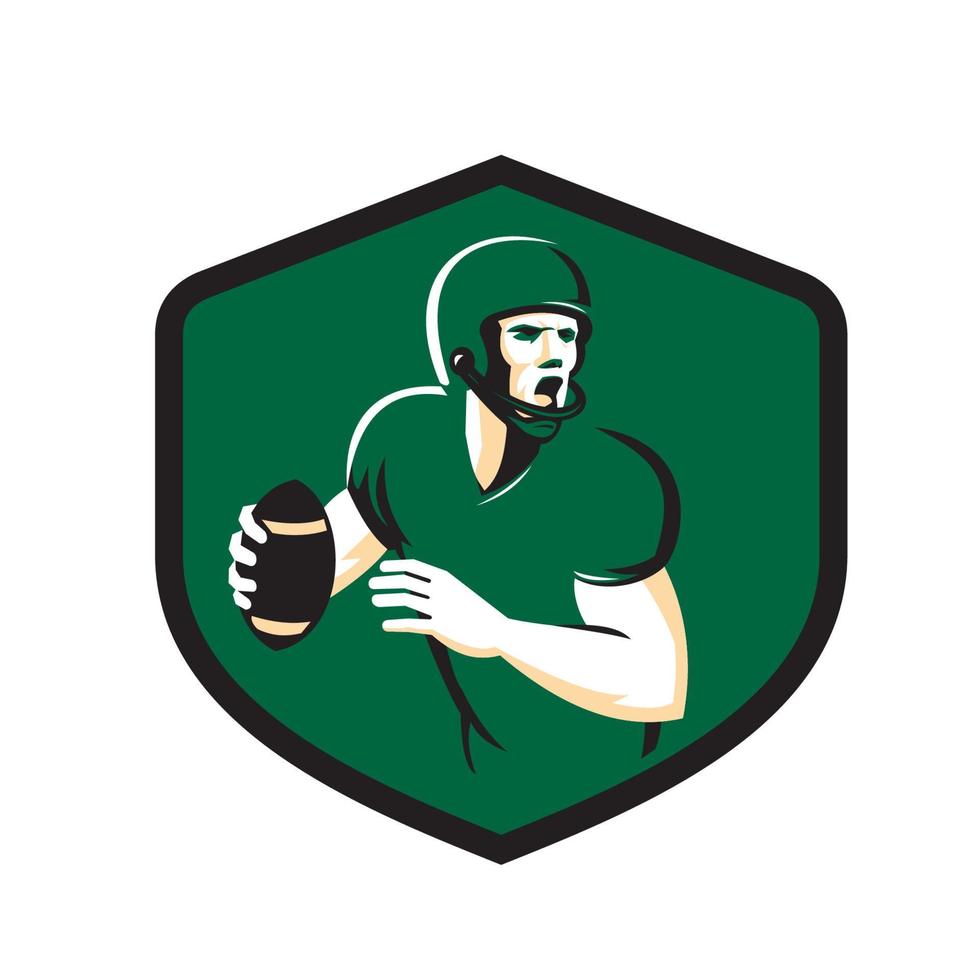 fútbol americano mariscal de campo qb escudo retro vector