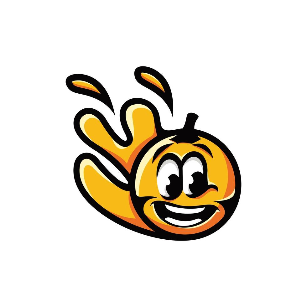 logotipo de ilustración de mascota de fruta naranja vector
