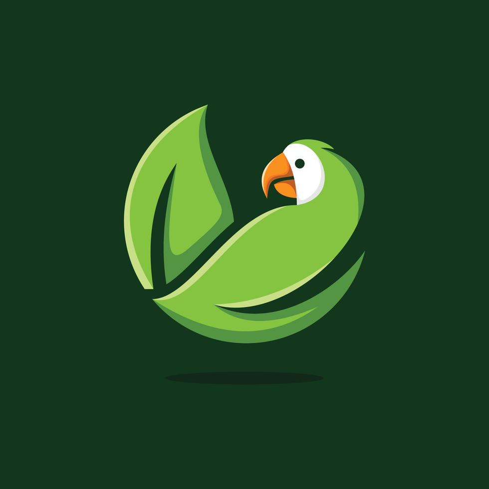 pájaro loro hoja naturaleza ecología ilustración logo vector