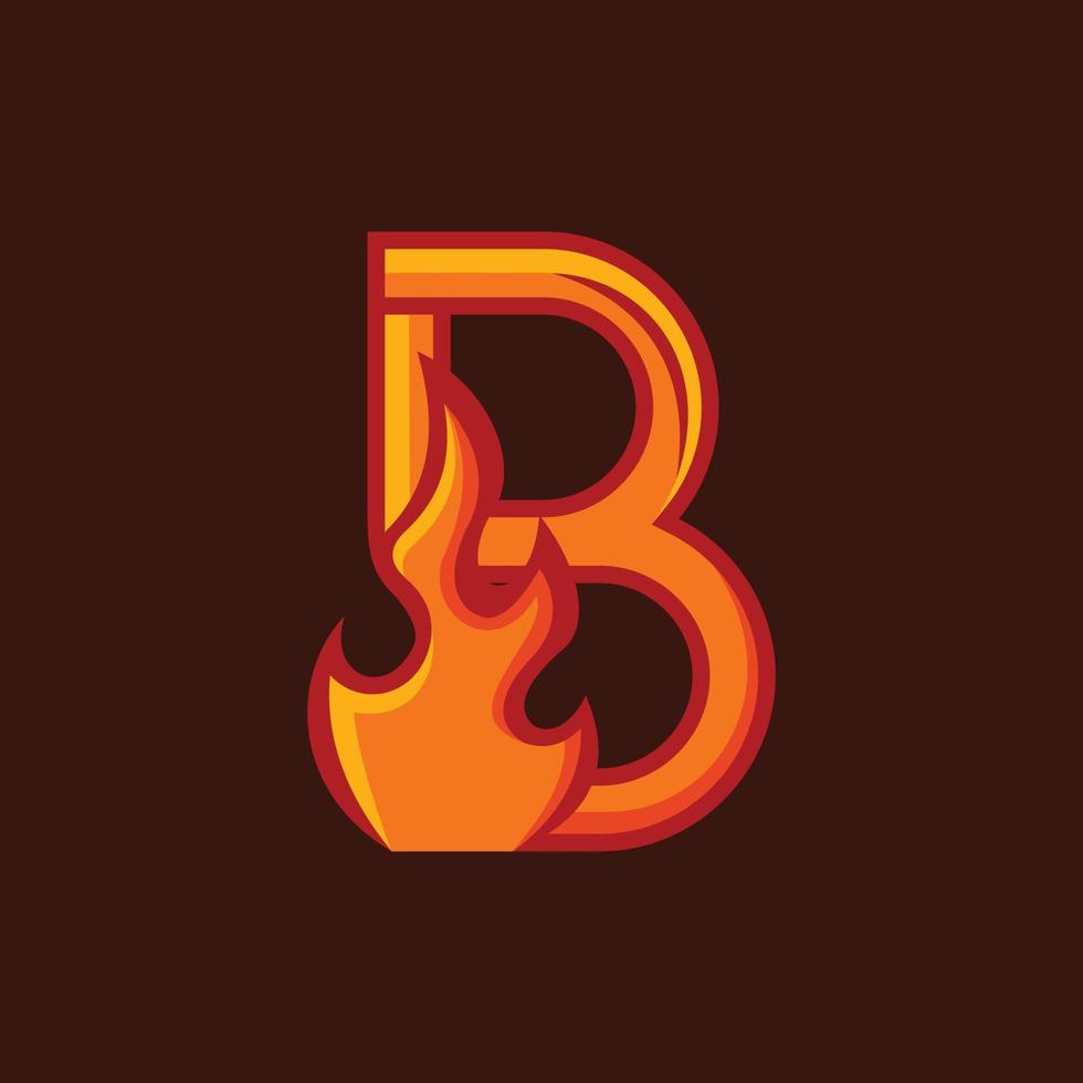 Letter B Fire Modern Simple Logo vector