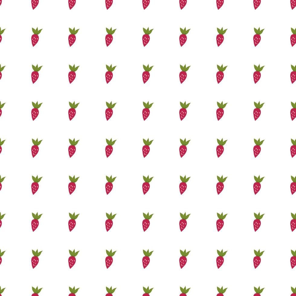 Simple strawberry seamless pattern. Hand drawn strawberries wallpaper. Fruits backdrop. vector