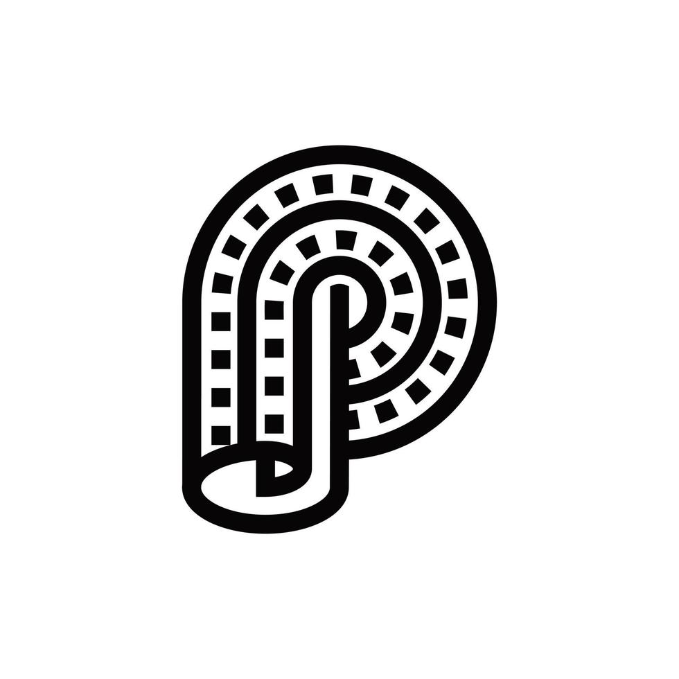 Letter P Roll Film Cinema Production Logo vector
