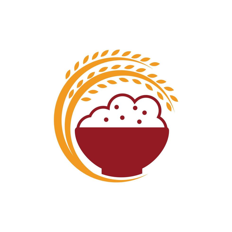 Bowl Rice Food Icon Simple Modern Logo vector