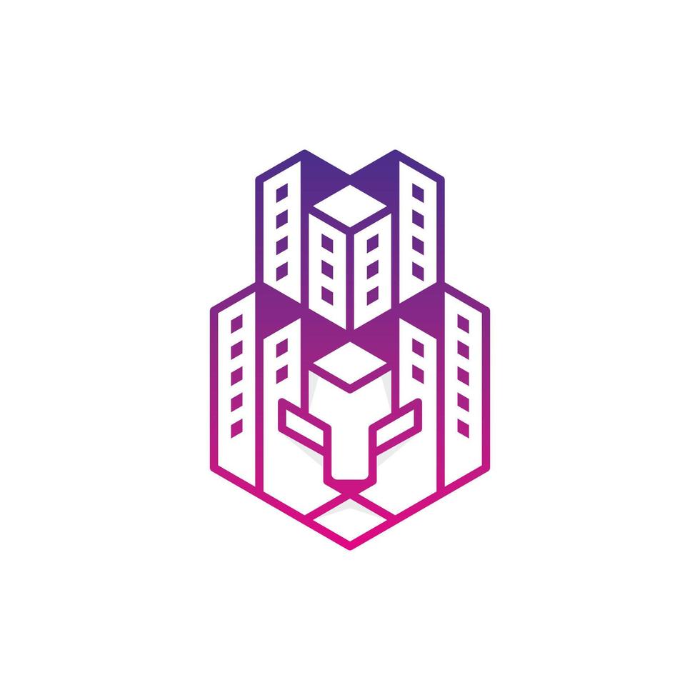 Lion Building City Modern Creative Logo vector