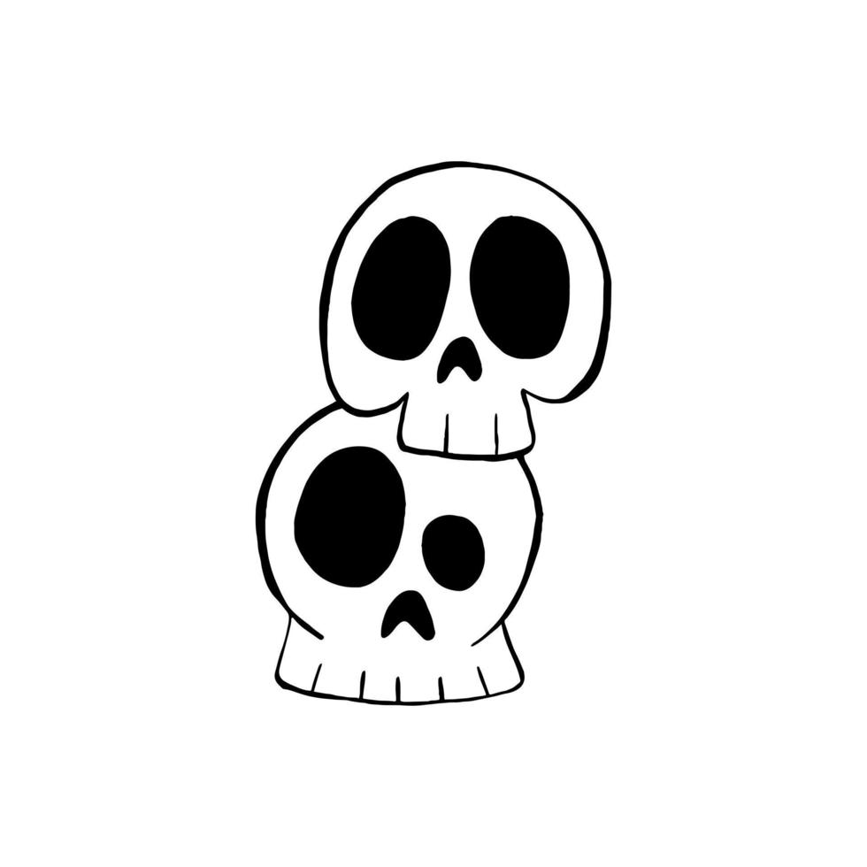 Vector illustration of Skull cartoon line on white background.