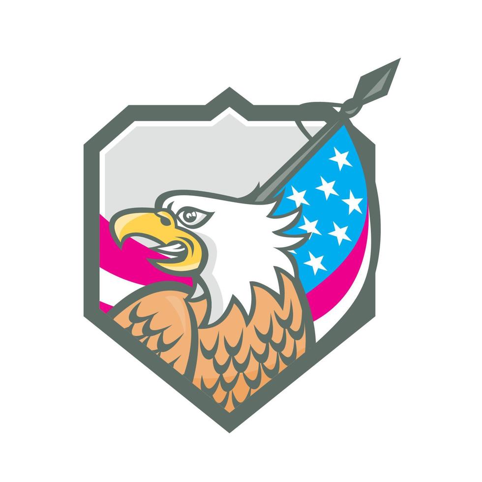 American Bald Eagle Flag Spear Retro vector