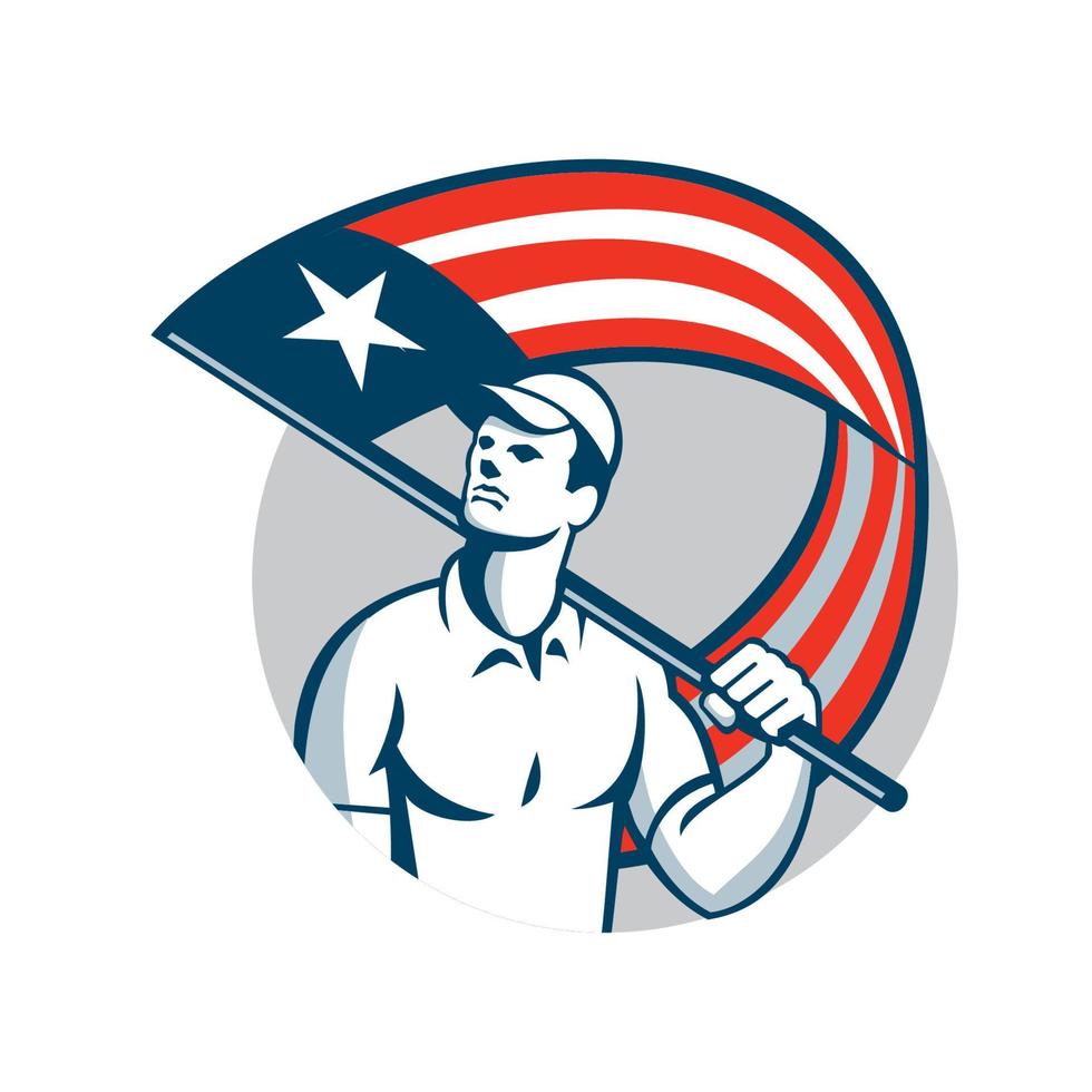 American Tradesman Holding USA Flag Circle vector