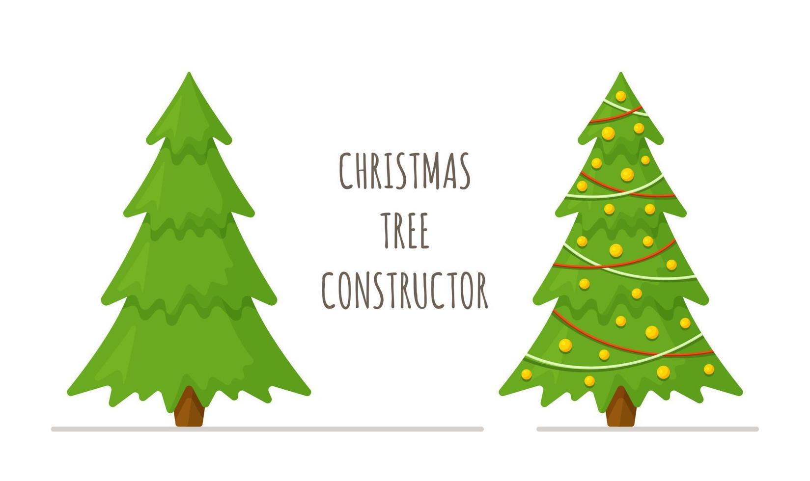 Vector illustration of the concept of decorating a Christmas tree. New Year's atmosphere.