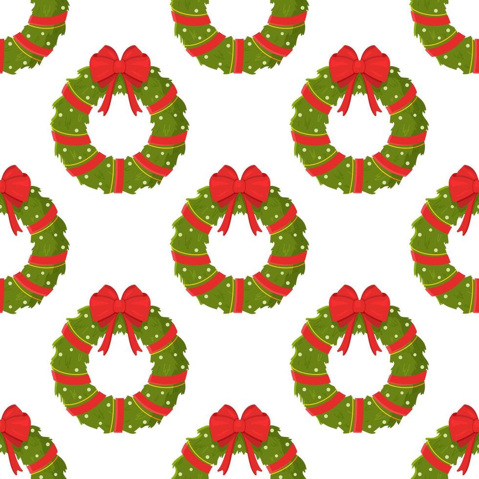 Vector illustration of christmas wreath pattern.  Seamless pattern of Christmas decorations.