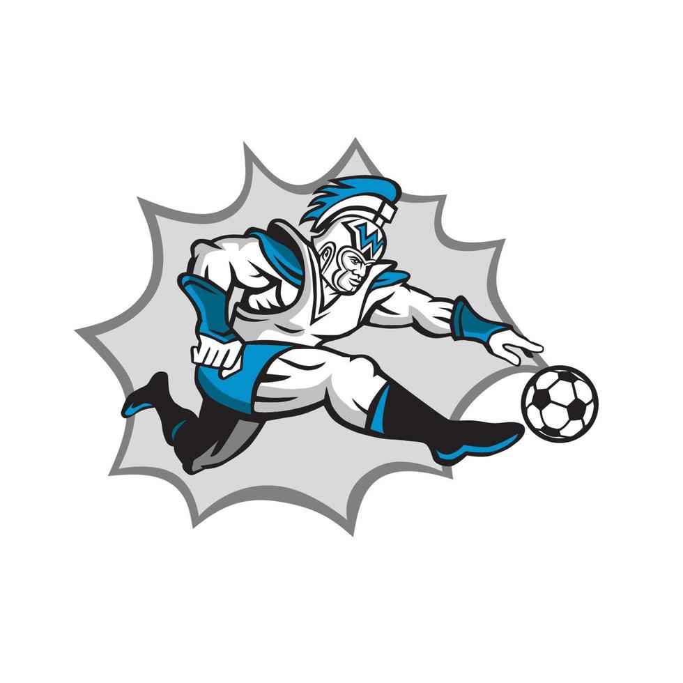 Roman Warrior Soccer Player Ball Retro vector