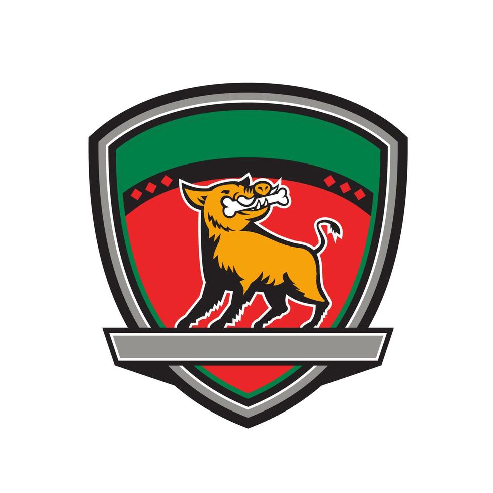 Wild Boar Razorback Bone In Mouth Crest Retro vector