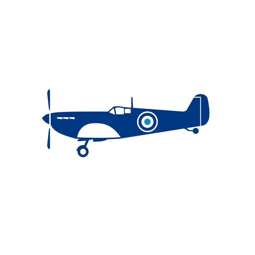 guerra mundial 2 avión de combate spitfire retro vector