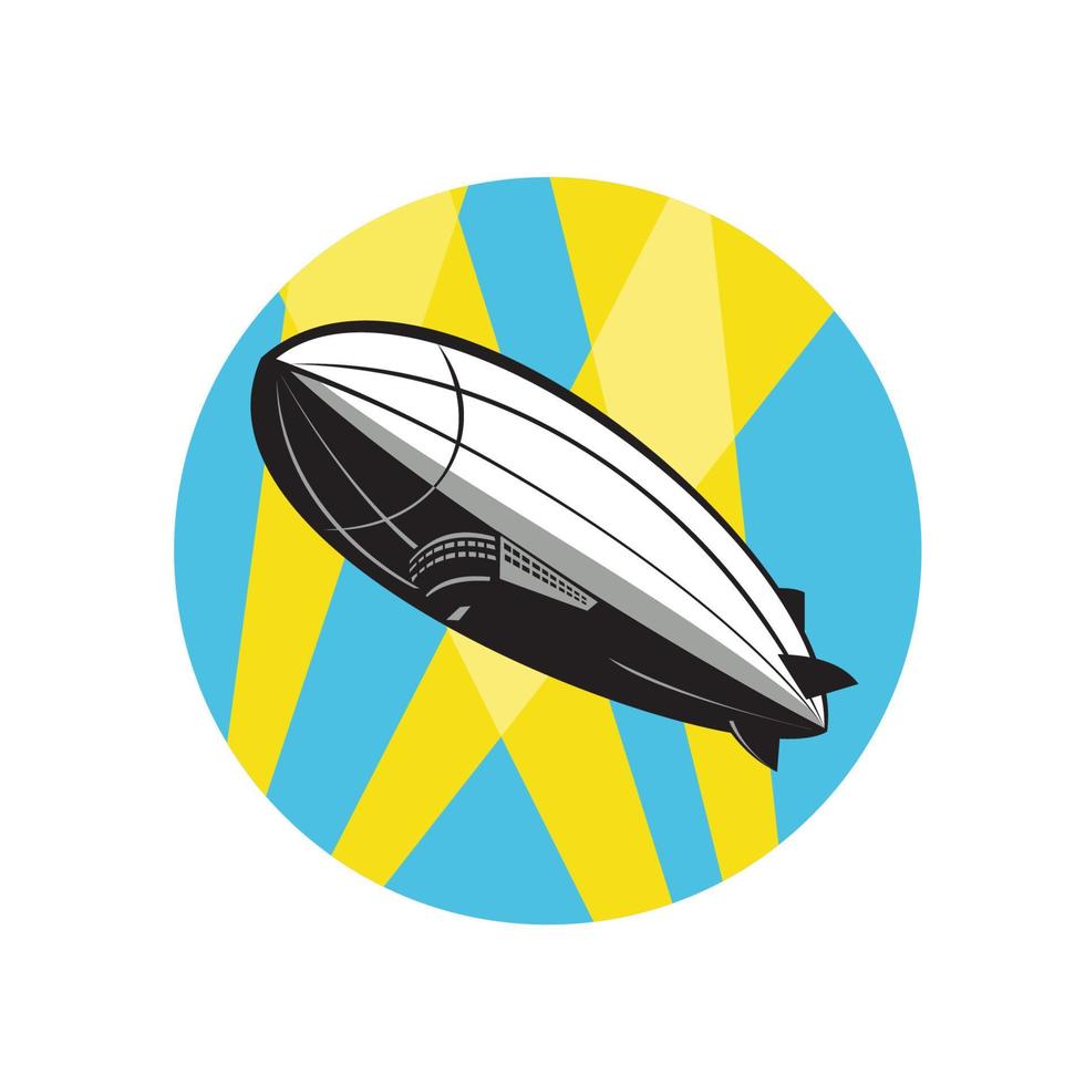 Zeppelin Blimp Flying Overhead Circle Retro vector