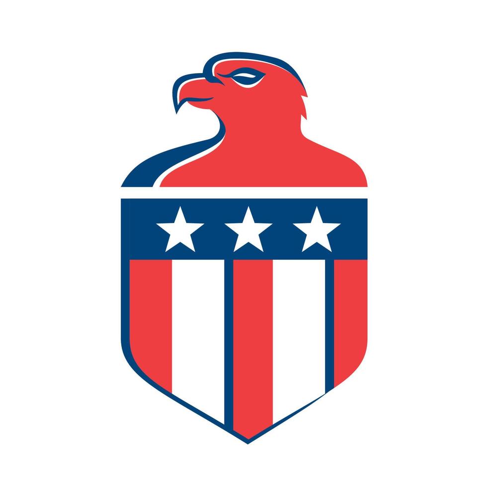 American Bald Eagle Head Flag Shield Retro vector