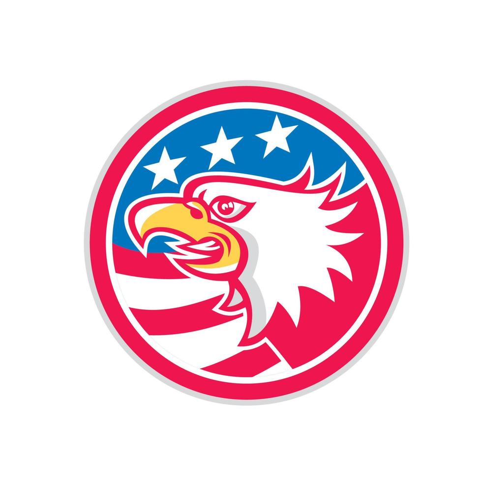 American Bald Eagle Head Flag Circle Retro vector