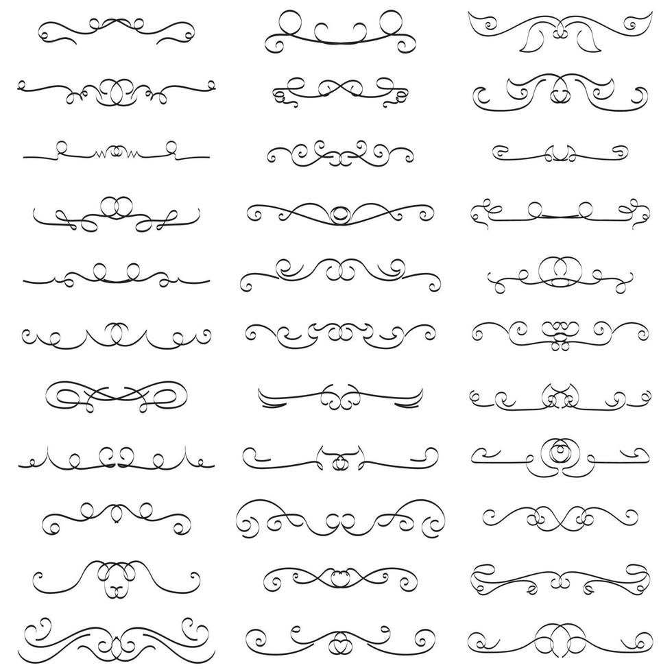 Calligraphic swirl border elements vector