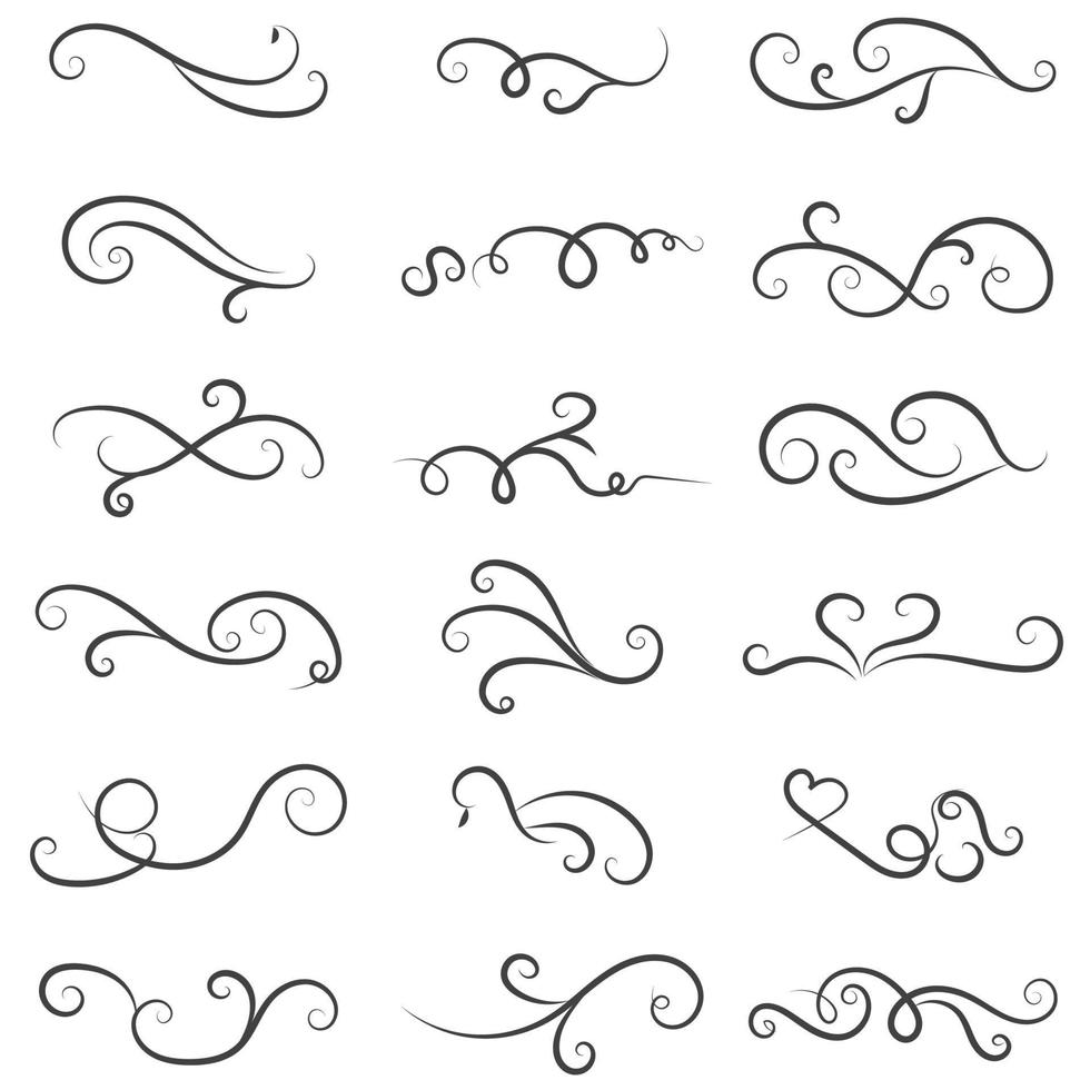 Calligraphic swirl border elements vector