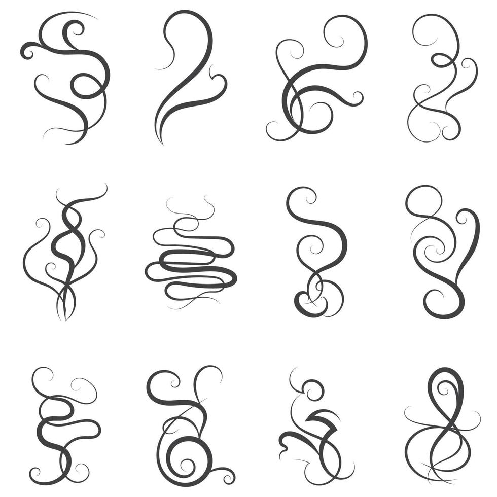 Calligraphic swirl border elements vector