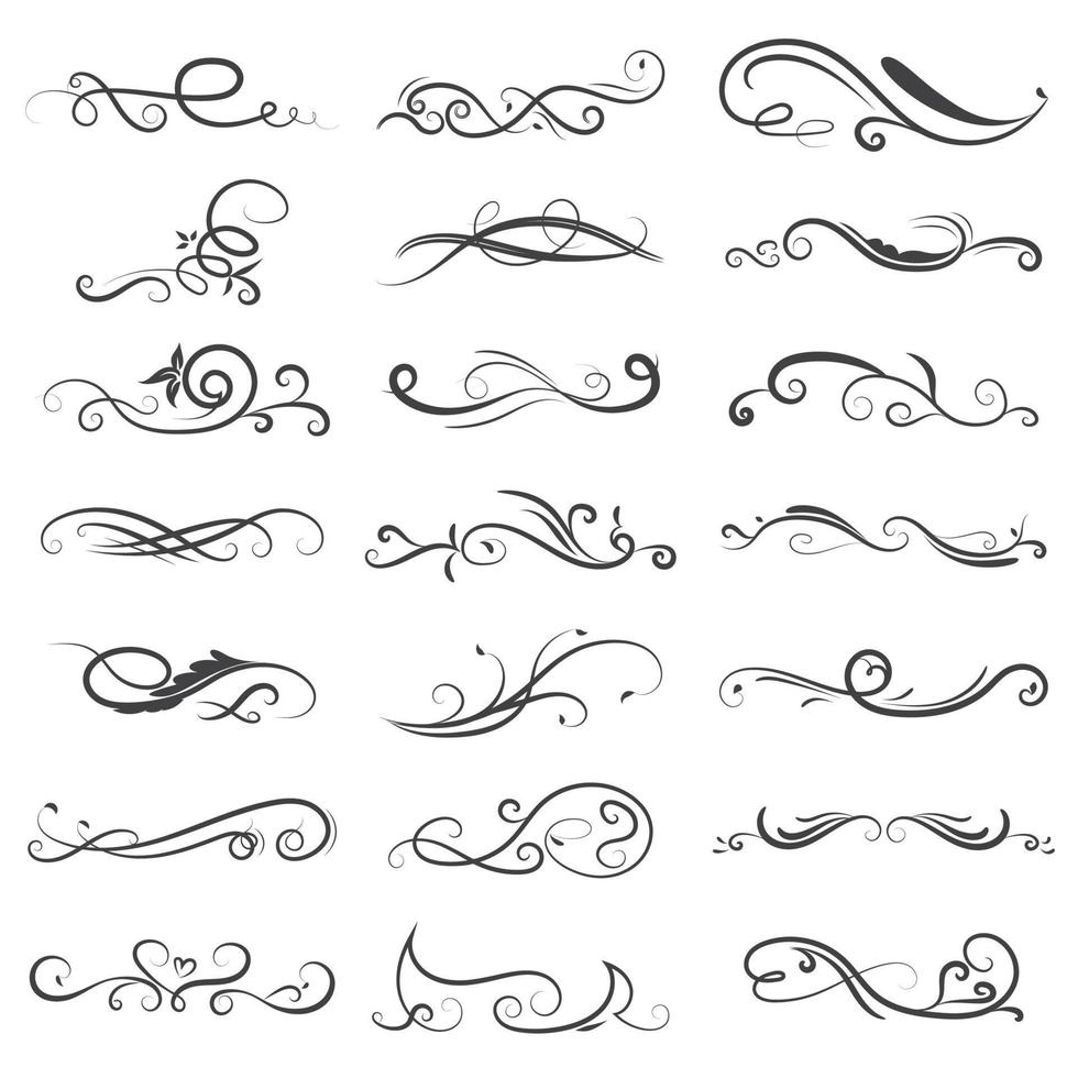 Calligraphic swirl border elements vector