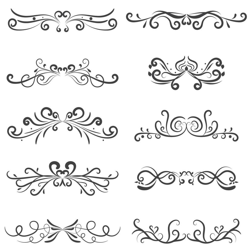 Calligraphic swirl border elements vector