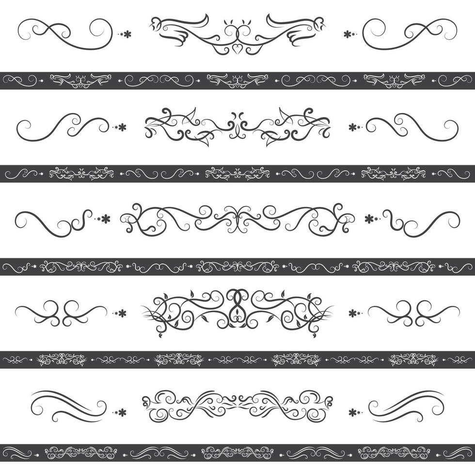Calligraphic swirl border elements vector