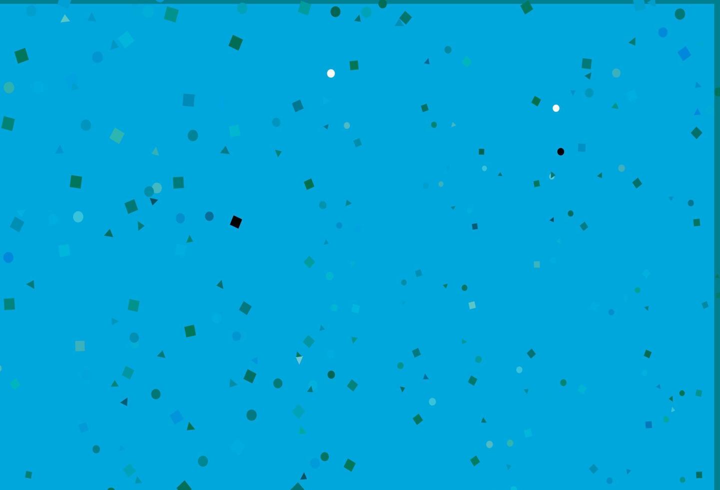 plantilla de vector azul claro, verde con cristales, círculos, cuadrados.