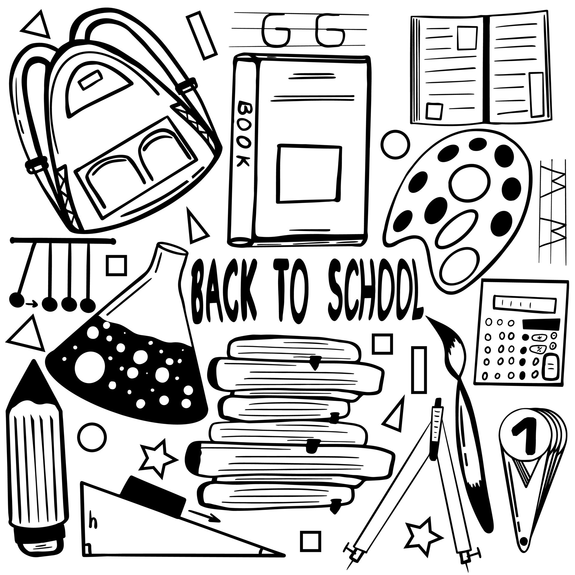 School Subjects Linear Illustration Hand drawn Doodle Set Line Art school-subjects-linear-illustration-hand-drawn-doodle-set-line-art