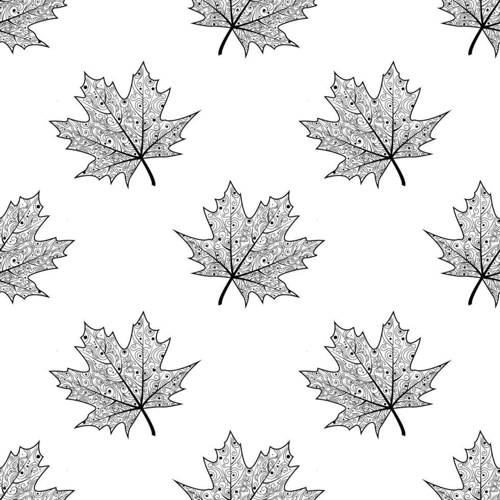 Seamless pattern with maple leaves. Vector isolated background with the contours of fallen leaves. Texture for textiles or wrapping paper. Autumn pattern.