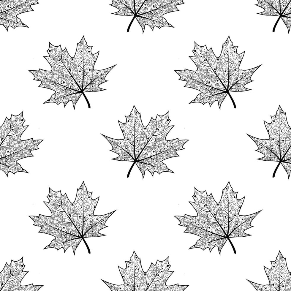 Seamless pattern with maple leaves. Vector isolated background with the contours of fallen leaves. Texture for textiles or wrapping paper. Autumn pattern.