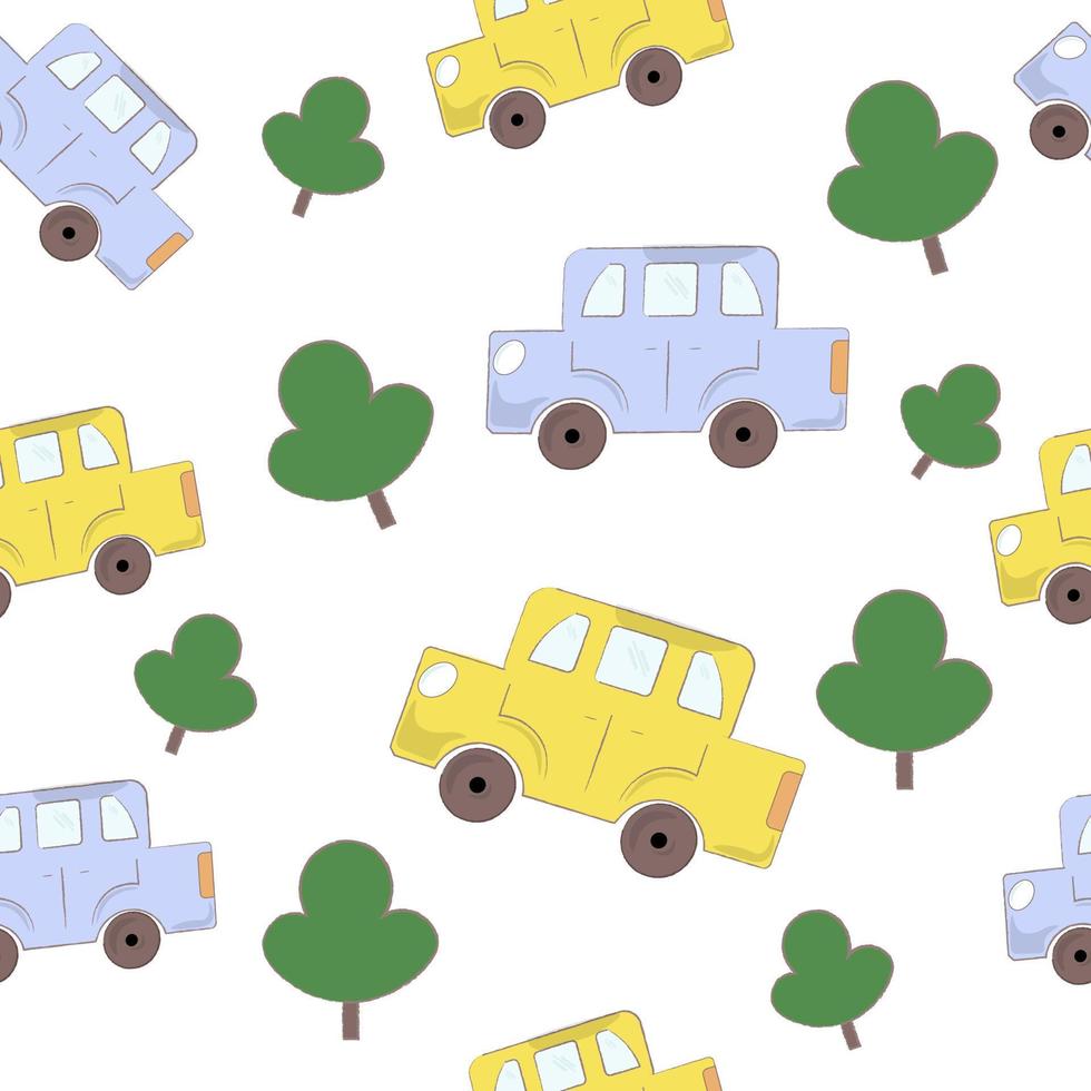 seamless pattern with cute transport vector