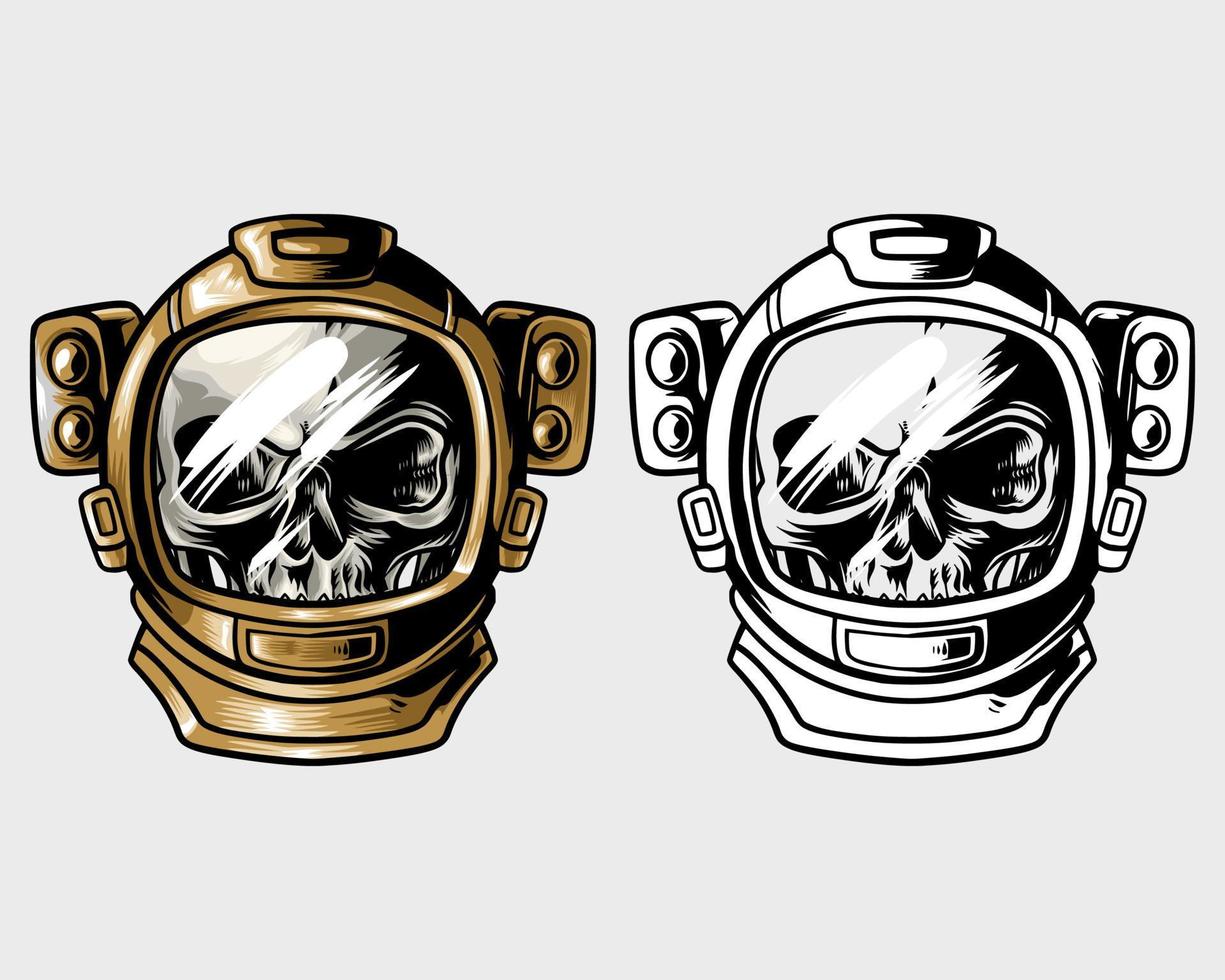 skull with cool astronaut helmet vector
