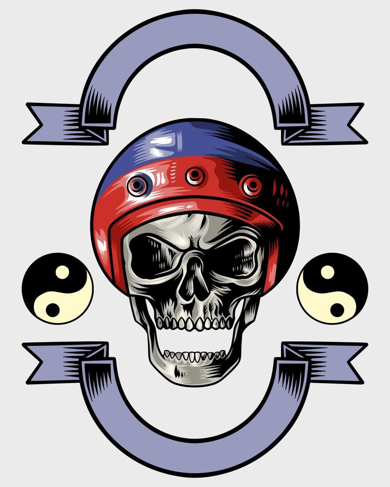 skull with ribbon and ball on the side vector