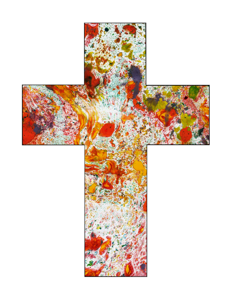 croix abstraite d'art. peinture à la main sur papier. png