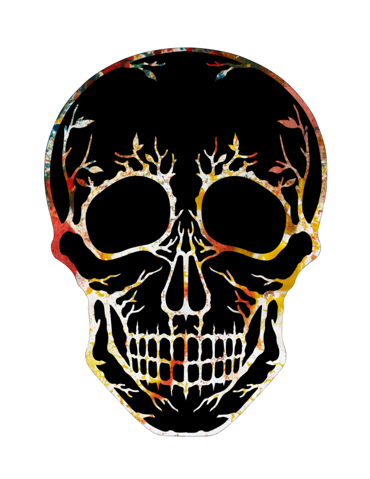 Art abstract skull. Hand painting and make graphic. png