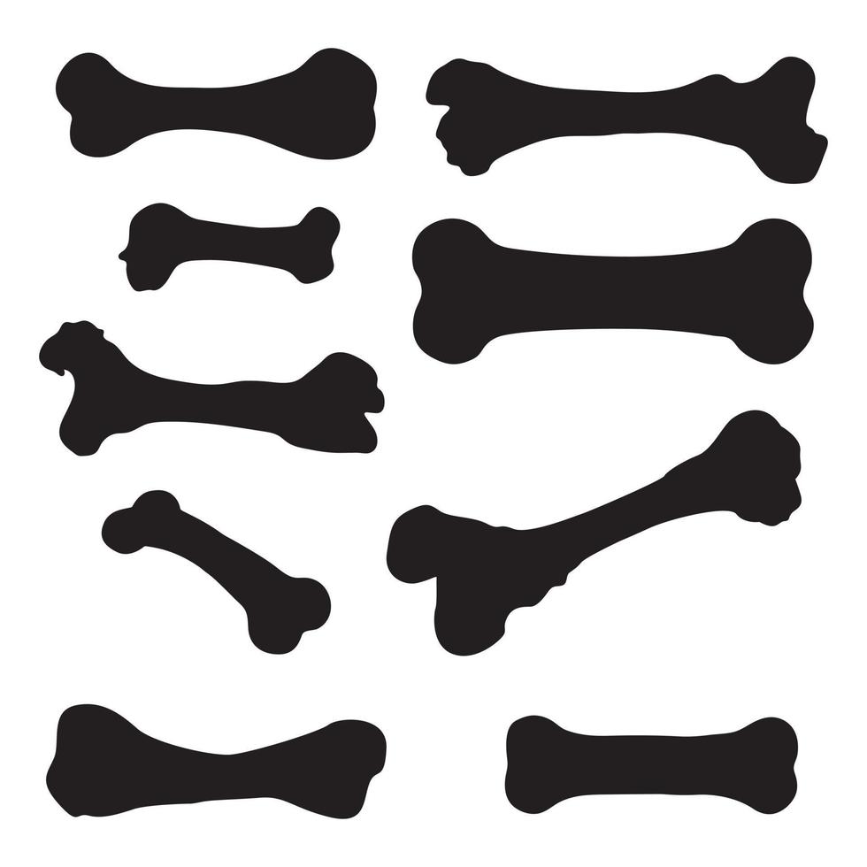 Dog bone silhouette set, Dog bone icon. vector