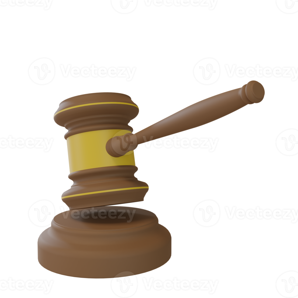 3d render hummer judge, justice and law concept. png file
