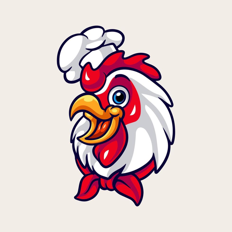 diseño del logotipo de la mascota del chef de pollo vector