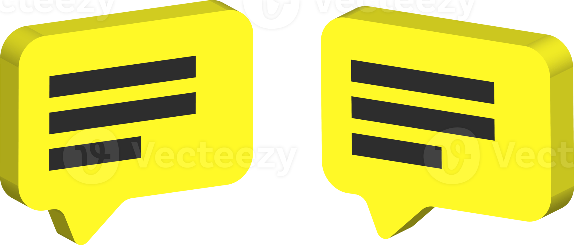 yellow 3d message or chat icon contains 3 lines of text png