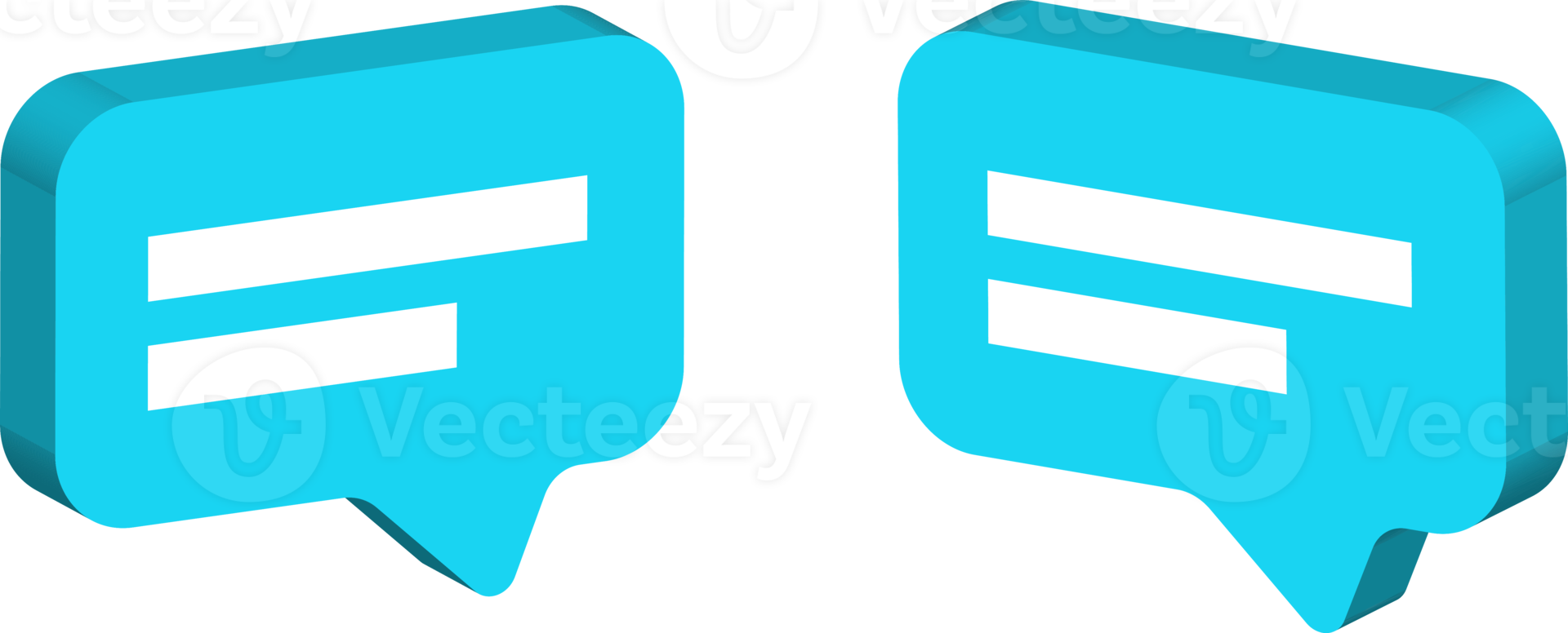 blue 3d message or chat icon contains 2 lines of text png