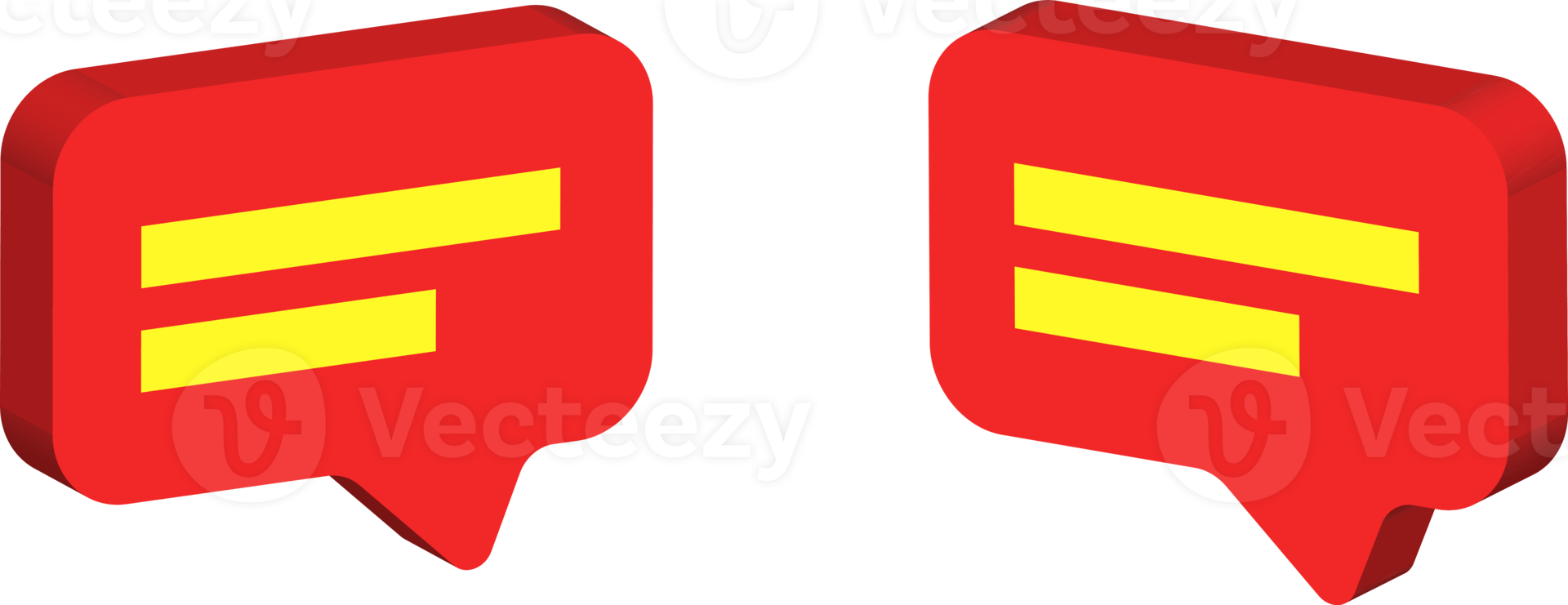 red 3d message or chat icon contains 2 lines of text png