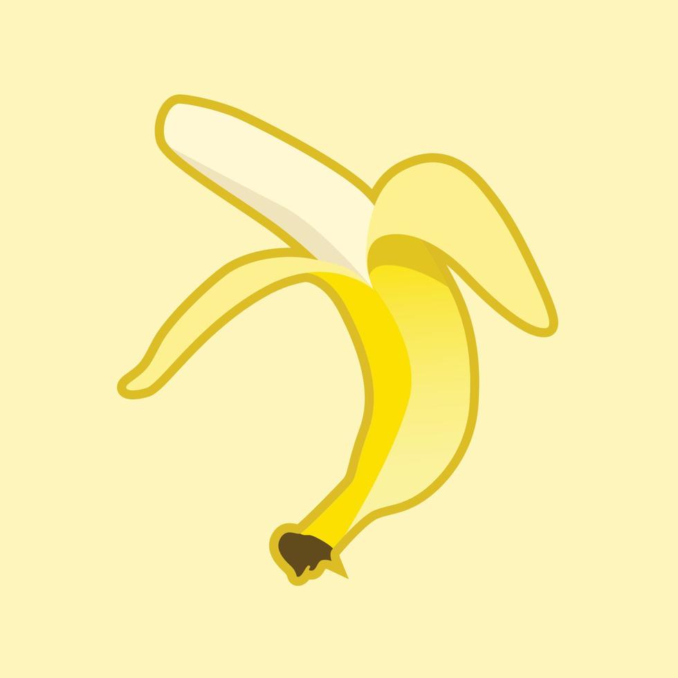 peeled banana illustration with yellow background vector