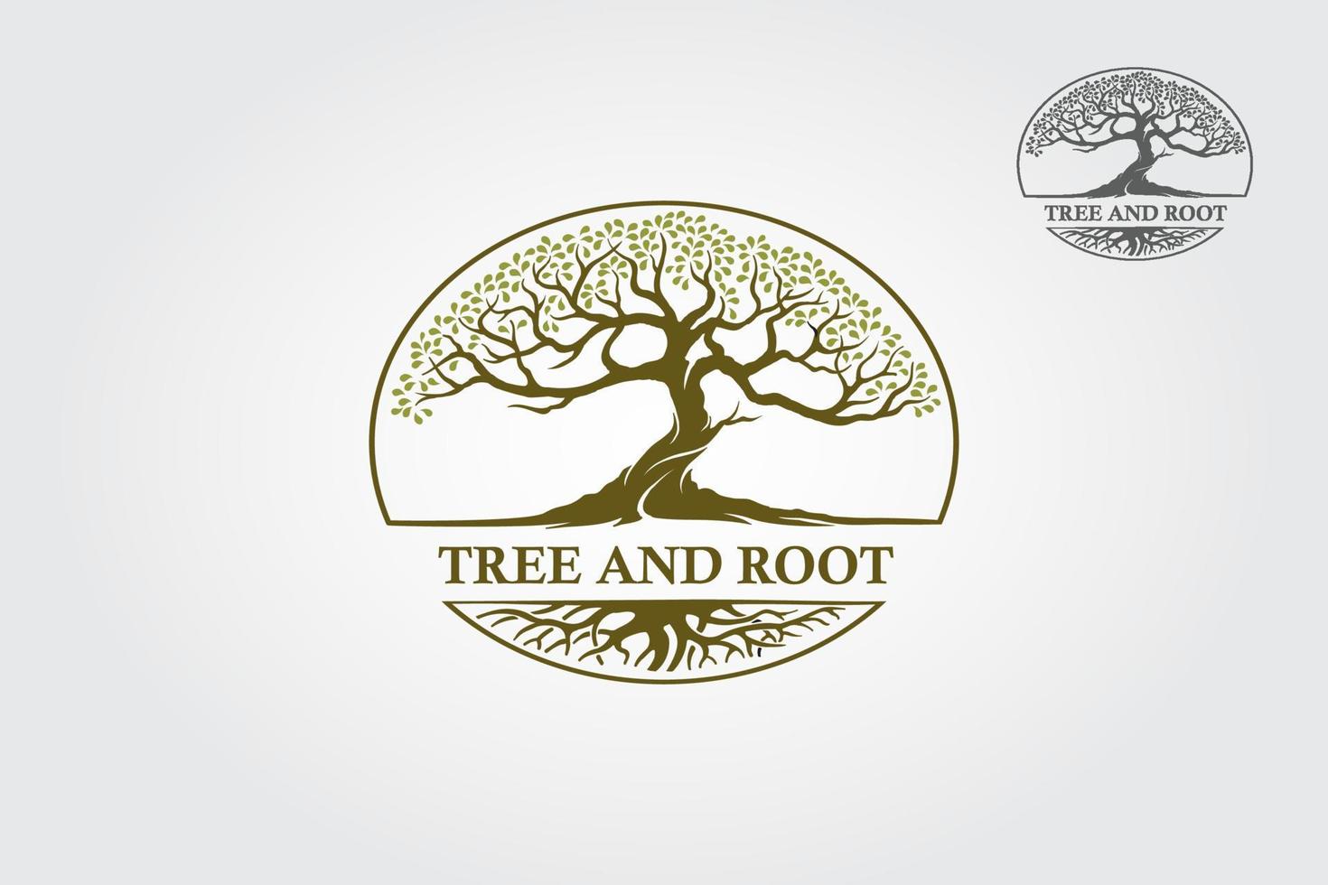 Tree And Root Vector Logo Illustration. Vector silhouette of a tree.